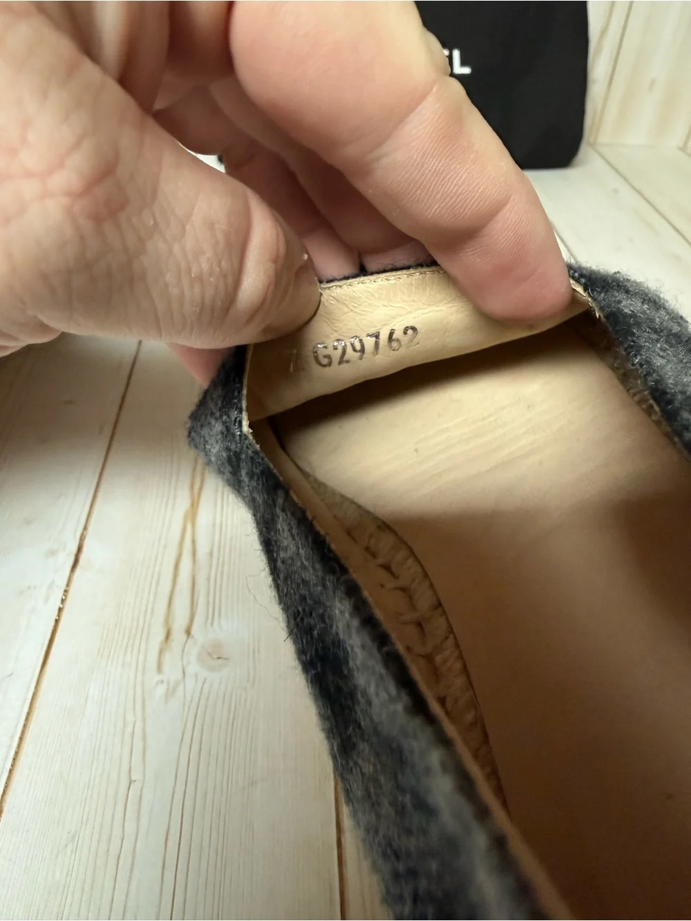 CHANEL Flannel CC Espadrille Flats Dark Grey/Black Sz 36 / 6